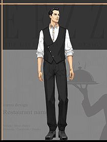 酒店西餐廳酒吧咖啡廳男服務(wù)生工裝制服設(shè)計(jì)圖