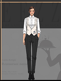 高檔西餐廳女服務(wù)員原創(chuàng)定制制服設(shè)計(jì)效果圖