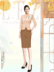 原創設計中式酒店大堂服務生服裝款式圖