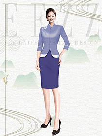 古典歐式酒店大堂總臺服務員工作服定制設計圖