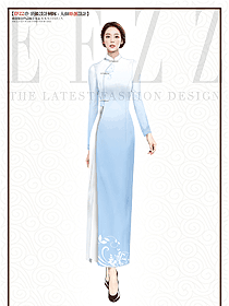 酒店中餐廳藍(lán)白色系設(shè)計(jì)旗袍員工制服方案