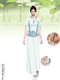 民族風情氣質美女水療技師工作服設計圖