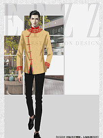 復古民族特色餐廳飯店員工冬裝制服定制設計效果圖