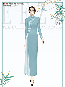 走秀旗袍加長款演出禮儀迎賓服裝定制設(shè)計