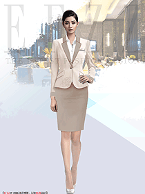 歐洲風格裝修酒店-大堂服務員工作服定制設計效果圖