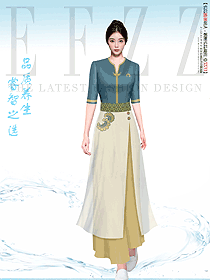 足療足浴技師工作制服套裝短袖養生會所工裝設計方案