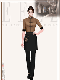 餐飲中袖春秋裝定制服女務員工作服