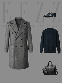 秋冬新款翻領100%純羊毛大衣平面方案