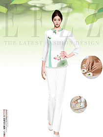 美容院白色醫護女工作服定制設計效果圖