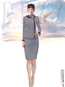 灰色空姐秀高端職業西裝套裝女秋冬職業裝定制