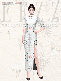 新款民國酒店咨客年會走秀旗袍新中式服裝定制設計款