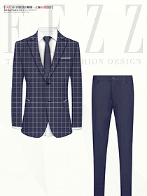 男士方格紋西裝套裝商務正裝面試職業裝平面圖