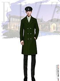 保安冬季服裝加厚保安服冬季墨綠色保安大衣定制款