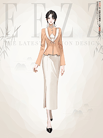 唐裝女中國風漢服套裝手繪旗袍服裝設計圖