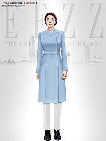 雙面羊絨大衣女中長(zhǎng)款新款藍(lán)色毛呢外套