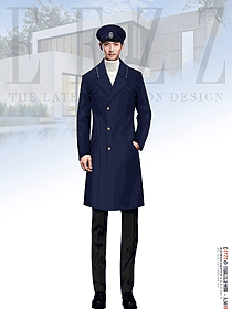 物業(yè)賓館保安大衣男女冬季工作服外套定制設計