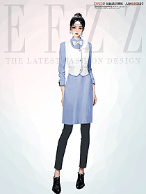 西餐廳女服務(wù)員咖啡奶茶蛋糕店秋冬裝長袖手繪服裝設(shè)計(jì)