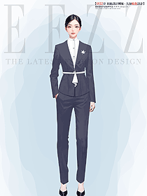 手繪正裝職業西裝女面試正裝職場工作服定制