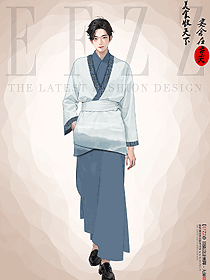 原創(chuàng)漢服男魏晉制改良古裝中國(guó)風(fēng)手繪服裝設(shè)計(jì)圖