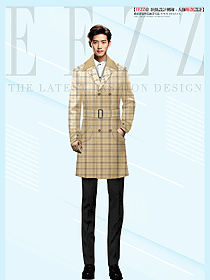 毛呢大衣男士秋冬季新款格子中長款風衣外套集團定制款