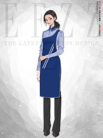 餐飲服務(wù)員工作服秋冬長袖襯衫手繪定制設(shè)計(jì)圖