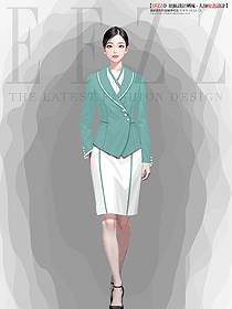 時尚職場蘋果綠色套裝職業裝酒店銀行工作服設計圖
