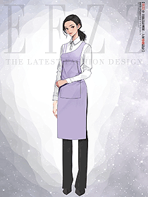 春夏季長圍裙款酒店服務員工作服長袖定制設計方案