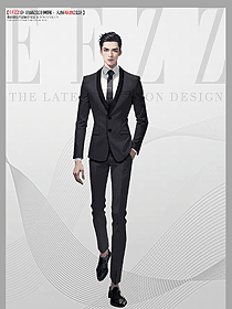 春秋休閑西裝外套男高級感黑色西服正裝定制設計