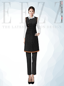 星級酒店中餐廳女服務員千鳥格制服款式定制設計圖