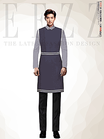 酒店餐飲男服務生長袖款員工制服定制設計圖