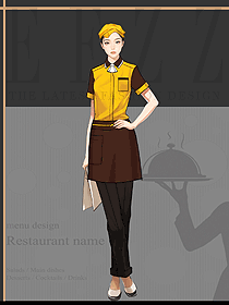 快餐店超市前臺收銀女服務員工作服裝定制設計圖
