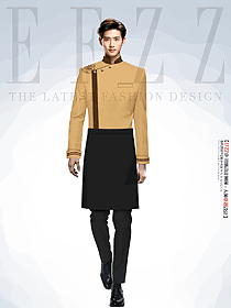 酒店餐飲后廚食堂廚師服裝工衣男款制服設計圖