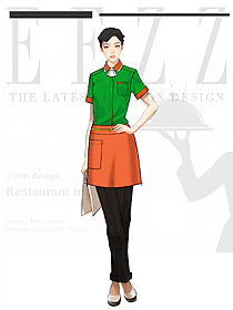 蛋糕店服務員夏裝短袖襯衫工裝定制設計圖