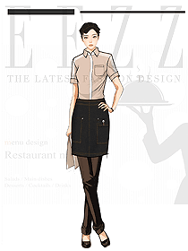 自助咖啡店冷飲廳短袖夏裝服務員工作服定制設計