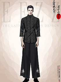 江南水鄉風格中式餐飲服務員服裝設計圖