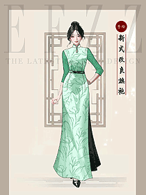 民國風女新款春夏日常改良新中式手繪服裝定制設計圖