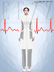 醫院護士制服白色拼接制服定制設計效果圖