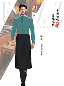 西式餐飲專用奶茶店員工工作服定制案例