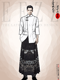 高檔酒店服務(wù)員工作服男款制服手繪設(shè)計(jì)圖