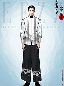 中原區域特色餐廳員工制服定制手繪設計