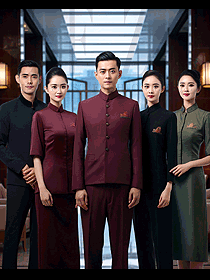 現代商務主題酒店制服男女工作人員制服組圖