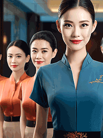 度假勝地星級酒店總臺服務(wù)美女員工制服定制設(shè)計