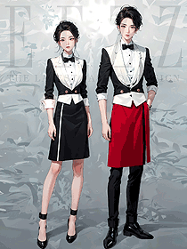 西式酒店餐飲員工工作服定制手繪設(shè)計案例