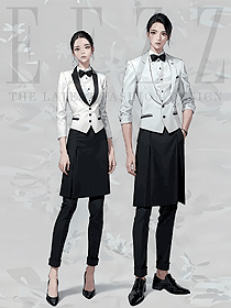 酒店餐廳時尚服務員工作服手繪設計方案