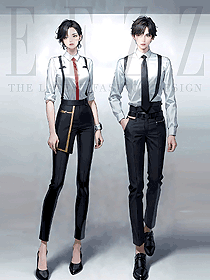 夏季酒店餐飲服務(wù)員上班刺繡印logo定制工作服