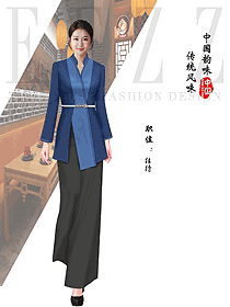 酒店工作服夏裝服務(wù)生制服設(shè)計定制圖