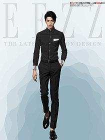 職業襯衫男長袖商務正裝手繪訂制設計圖