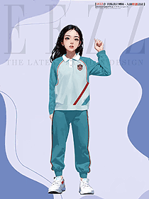 長袖翻領(lǐng)T恤運(yùn)動款小學(xué)生校服手繪設(shè)計(jì)圖