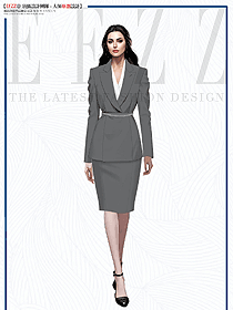 灰色職場(chǎng)辦公室女套裝訂制設(shè)計(jì)圖