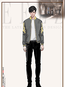 歐美男士夾克刺繡上衣棒球領(lǐng)外套手繪設(shè)計圖